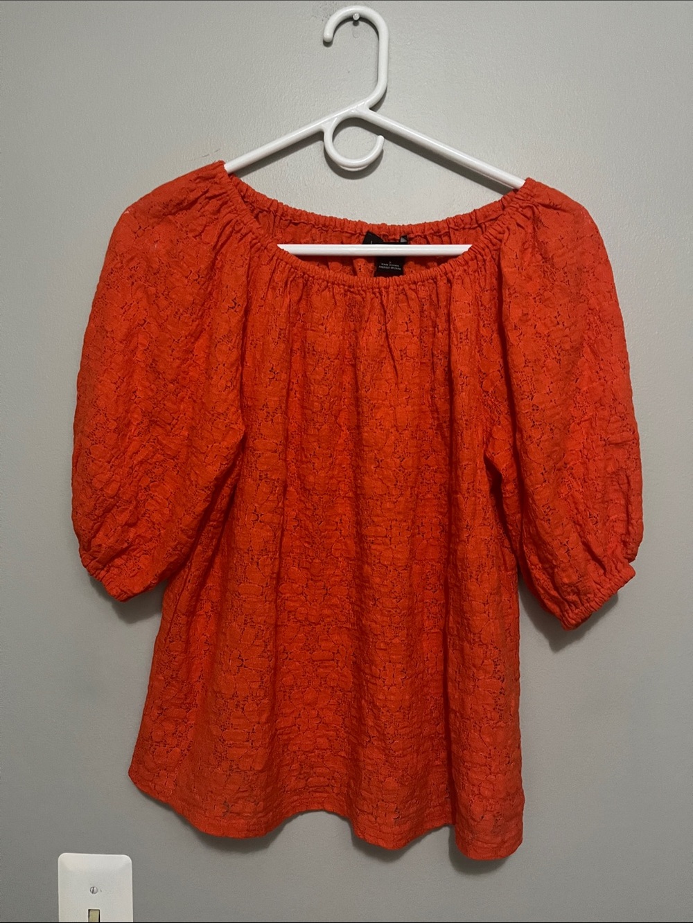 Sanctuary Women's Orange Off The Shoulder Lace Blouse